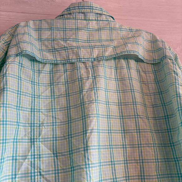 World Wide Sportsman Shirt Womens Blue Green Plaid Fishing Vented Pockets - Picture 6 of 7